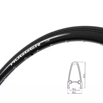 Обод велосипедный HOGGER 27,5, 16,4/22,4х41,6 мм, 32H, алюминиевый, двойной, А/V, анодированный, черный, HL40C