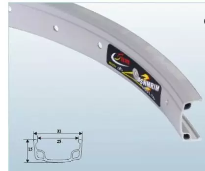 Обод велосипедный TBS, одинарный, 700С(28x1.5-1.95), серебристый, 25 мм, 36H, S25А