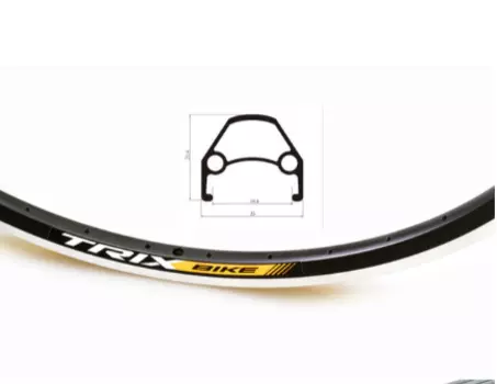 Обод велосипедный TRIX 26", задний, алюминий, двойной, черный, D-23(26)black, 12423