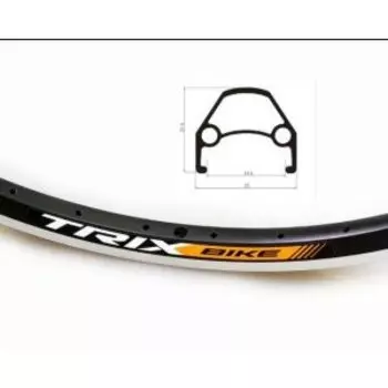 Обод велосипедный TRIX 27,5", алюминиевый, двойной, 36H, 584х19,4/25х21,4мм, A/V, черный, YKL-D23 27.5"black