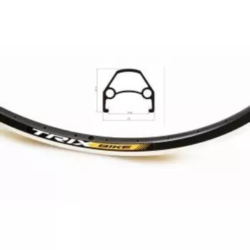 Обод велосипедный TRIX, алюминий, двойной, 36H, фрезерованный, 26", 559х19,4/25х21,4мм, A/V, черный, YKL-D23 26"black