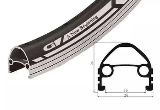 Обод велосипедный, Vinca sport, 24, двойной, алюминиевый. 32Hх14G, защитная полоса, GJD 24C (32H)