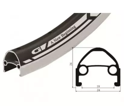 Обод велосипедный Vinca Sport 26”, 32H*14G, двойной, алюминий, черный, GJD 26 (32H) black