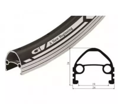 Обод велосипедный Vinca Sport 28”, 36H*14G, двойной, черный, GJD 28 (36H) black