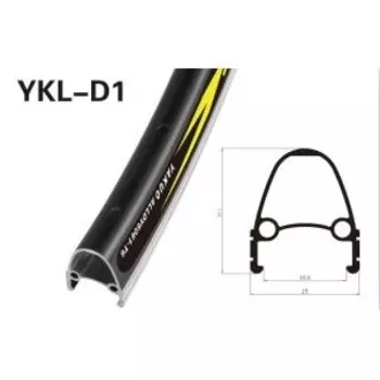 Обод велосипедный YAKUO двойной, 24x1.75, чёрный /CNC 36H, YKL-D1