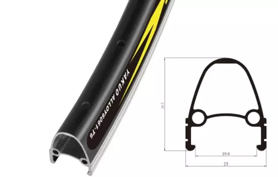 Обод велосипедный Yakuo, двойной, 26x1.75, 32H, чёрный /CNC, YKL-D1