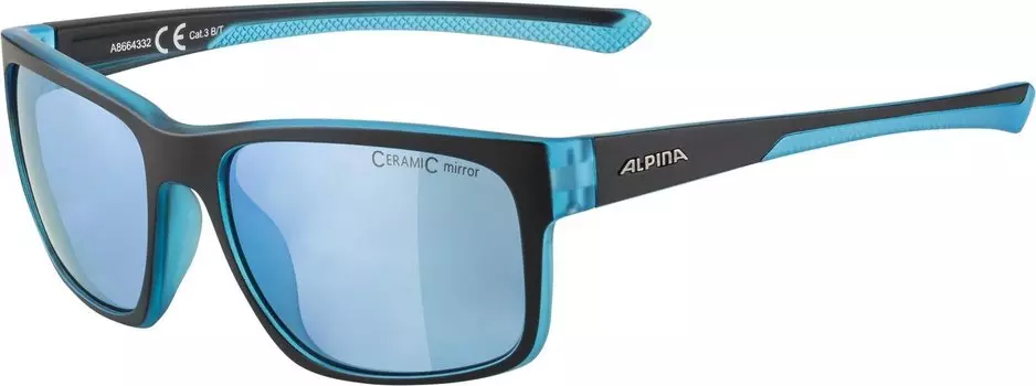 Очки велосипедные Alpina Lino I, солнцезащитные, Black/Blue Transparent Matt/Blue Mirror, 2021, A8664332