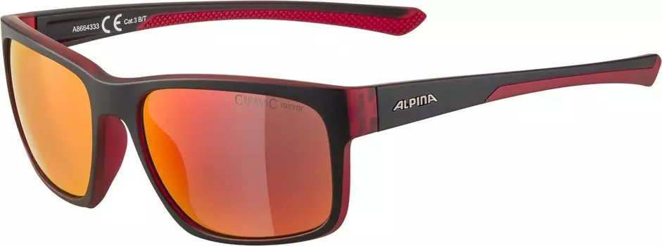 Очки велосипедные Alpina Lino I, солнцезащитные, Black/Red Transparent/Red Mirror, 2021, A8664333