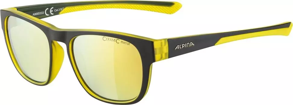 Очки велосипедные Alpina Lino II, солнцезащитные, Black/Neon Transparent Matt/Neon Yellow Mirror, 2021, A8665333
