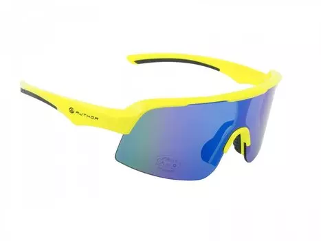 Очки велосипедные AUTHOR Shadow, поликарбонатные, эффект Revo с UV, неоново-желтая оправа, 8-9201303