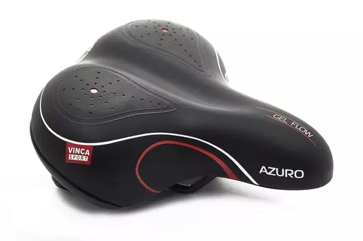 Седло велосипедное Vinca Sport, комфортное, с гелем, 246х206мм, черное с красным, VS 02 azuro black/red
