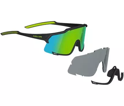 Очки велосипедные KLS DICE, спортивные, черный/салатовый-фотохромная/зеленая