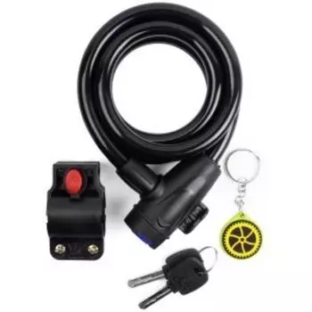 Замок велосипедный Vinca Sport, детский, c брелком, 12*1200 мм, черный, тросик, VS 561 Robocop
