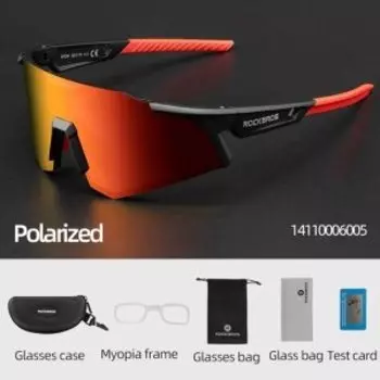 Очки велосипедные ROCKBROS 14110006005, линзы с поляризацией красные, оправа черно-красная, RB_14110006005
