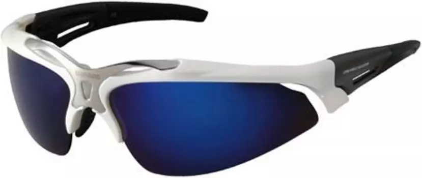 Очки велосипедные SHIMANO, белый, синие зеркальные, жёлтые, прозрачные линзы, ECES70RW