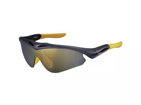 Очки велосипедные SHIMANO, матовый чёрно-коричневый, зеркальный, дополнительные линзы, ECES50RML