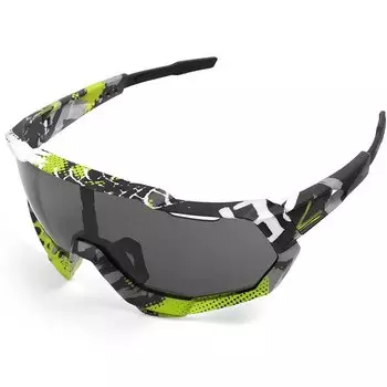 Очки велосипедные Vinca Sport, матово-черная оправа с принтом, темно-серые линзы, VG 545 black