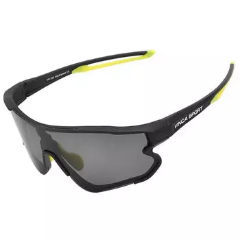 Очки велосипедные Vinca Sport, матово-черная с лаймом оправа, серые линзы, VG 548 black/green