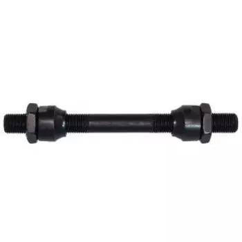 Ось передней втулки TBS, под эксцентрик, с конусами и контр гайками, 3/8"108 мм, полая, чёрная, ZTB22360