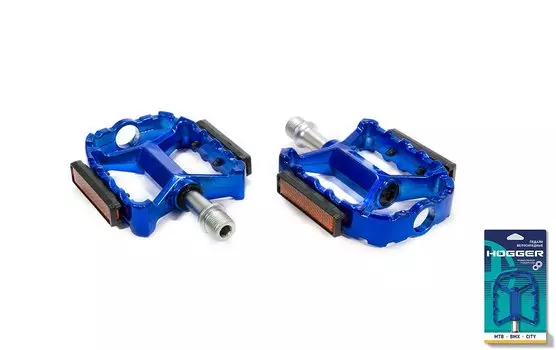 Педали HOGGER MTB алюминиевые, 109x90мм, резьба 9/16", промподшипники, синие, PDHG605SBBL