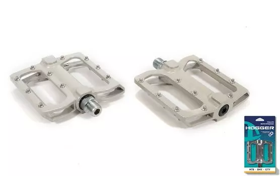 Педали HOGGER PLATFORM алюминиевые, 110x105мм, резьба 9/16", со сменными шипами, промподшипники, серые, PDHG882SSBGR