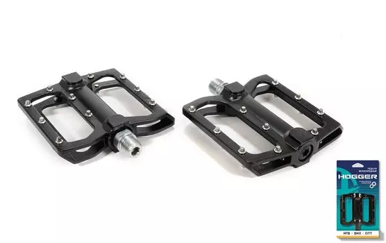 Педали HOGGER PLATFORM алюминиевые, 110x105мм, резьба 9/16", со сменными шипами, промподшипники, черные, PDHG882SSBBK