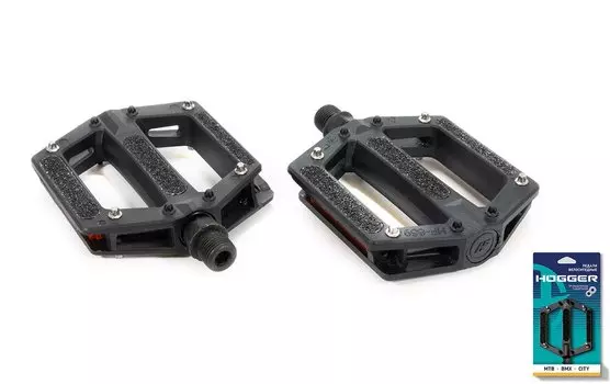 Педали HOGGER PLATFORM пластиковые, 112x107x25 мм, резьба 9/16", со сменными шипами, 2DU подшипники, черные, PDHG859DUBK