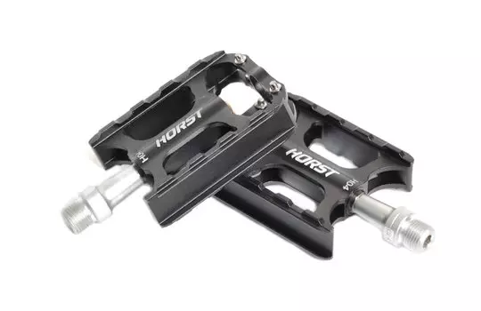Педали HORST, алюминий H04, ось Cr-Mo, со сменными шипами, облегченные, 260 г, черные, 00-170826