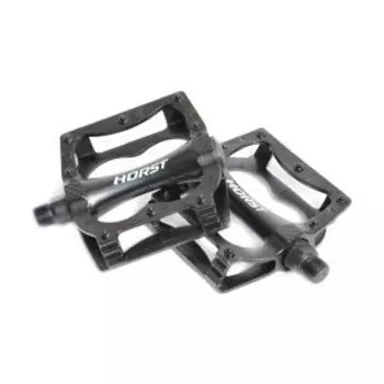 Педали HORST, алюминий H315, широкие, литые, с шипами, 360 г, черные, 00-170846