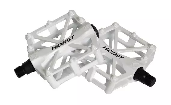 Педали HORST, алюминий H32, широкие, литые, с шипами, 388 г, белые, 00-170833