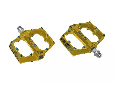 Педали KELLYS KLS FLAT 50, алюминий, ось Cr-Mo, промподшипники, 115x180мм, жёлтые