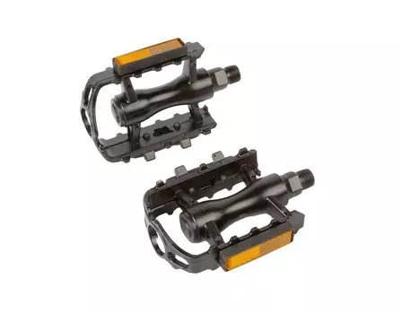 Педали MTB HORST, 9/16", алюминий, литые, с отражателем, 100х65х30мм, черные, 00-170360