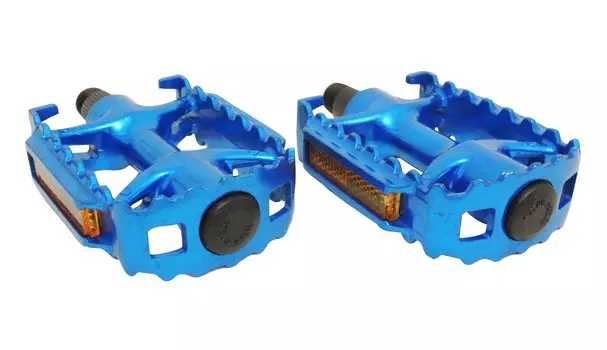 Педали МТВ алюминиевые HORST, литые, с отражателями, 332г/пара, 100х65х30мм, синие, 00-170362