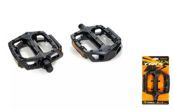 Педали TRIX PLATFORM пластиковые, 110x105мм, резьба 9/16", с шипами, черные, HF-827, black