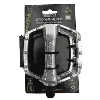 Педали VINCA VP 916, алюминиевые, ось 9/16", 100х108 мм, цвет серебристый, VP 916 silver