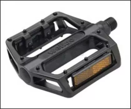 Педали WELLGO BMX/Downhill Black B223N, нейлон, широкие, ось Cr-Mo, черные, 6-14228