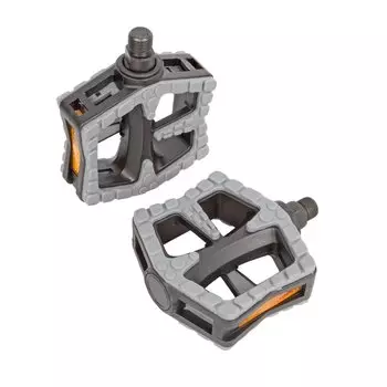 Педали WELLGO, пластик, LU-990 широкие, с антискользящими накладками, ось Cr-Mo, черные, 6-170990