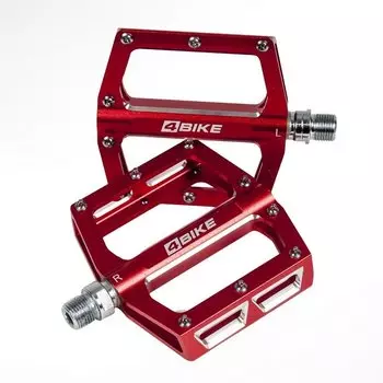 Педали велосипедные 4BIKE K303, материал CNC алюминий, размер платформы 123х98х18 мм, красный, ARV-K303RED