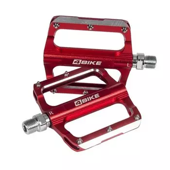 Педали велосипедные 4BIKE K306, материал CNC алюминий, размер платформы 120х100х18 мм, красный, ARV-K306RED
