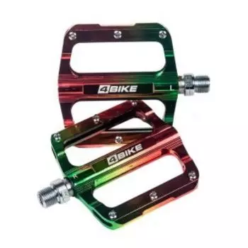 Педали велосипедные 4BIKE K306OilOrng, 120х100х18 мм, промподшипники, Cr-Mo ось, oil slick оранжевый, ARV-K306_ORG-OIL
