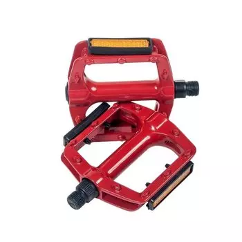 Педали велосипедные 4BIKE M503RED, 118х112х25 мм, насыпные подшипники, алюминий, стальная ось, красный, ARV-M503RED