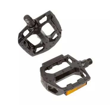 Педали велосипедные HORST, алюминий, резьба 9/16", литые, широкие, с отражателем, 96х100х24мм, черные, 00-170340