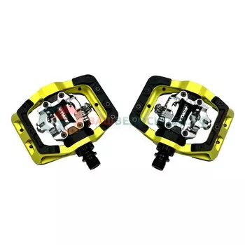 Педали велосипедные DMR V-Twin, алюминий, контактные, желтый, DMR-VTWIN-LL