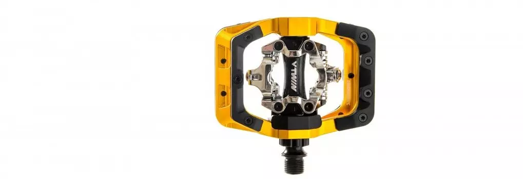 Педали велосипедные DMR V-Twin, алюминий, золотой, контактные, DMR-VTWIN-GO