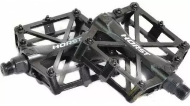 Педали велосипедные HORST, алюминий H32, широкие литые, с шипами, резьба 1/2", 92*95*15мм, 388 г, 00-170831