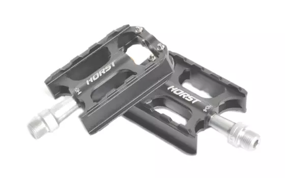 Педали велосипедные HORST H04, алюминиевые, сменные шипы, облегченные, серые, 00-170820