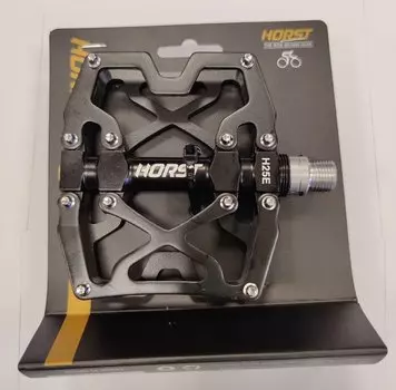 Педали велосипедные HORST H25E алюминий, широкие, ось Cr-Mo, 90*105*17мм, черные, 00-170865