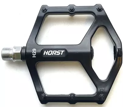 Педали велосипедные HORST H29, алюминий, широкие, ось Cr-Mo, 105*100*17мм, черные, 00-170882