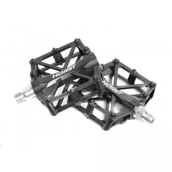 Педали велосипедные HORST H36, алюминий, широкие, резьба 1/2', 420 г, черные, 00-170818