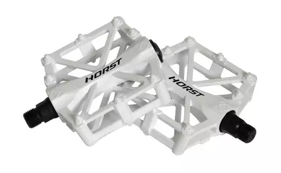 Педали велосипедные HORST H36, алюминий, широкие, с 2-мя промподшипниками, 92*95*15мм, 420 г, белые, 00-170817